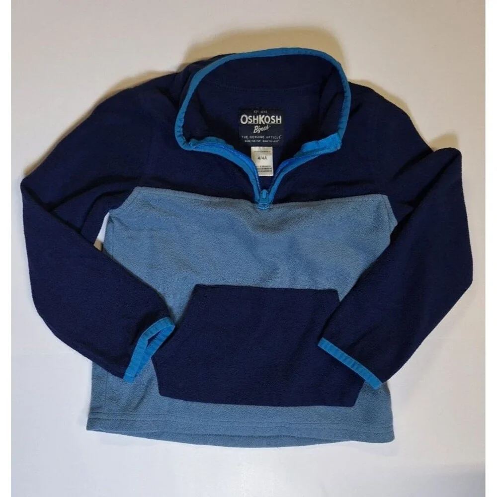 OshKosh Bgosh Toddler Fleece Quarter Zip Pullover Size 4T Navy Blue